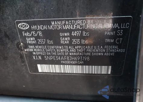 2018 Hyundai Sonata Sport from USA, damaged, VIN 5NPE34AF8JH693198
